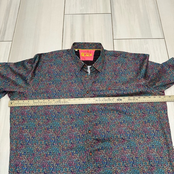 Westport Black Big Tall 3XLT Button Shirt Multicolor On Black Colorful Design - Picture 4 of 6